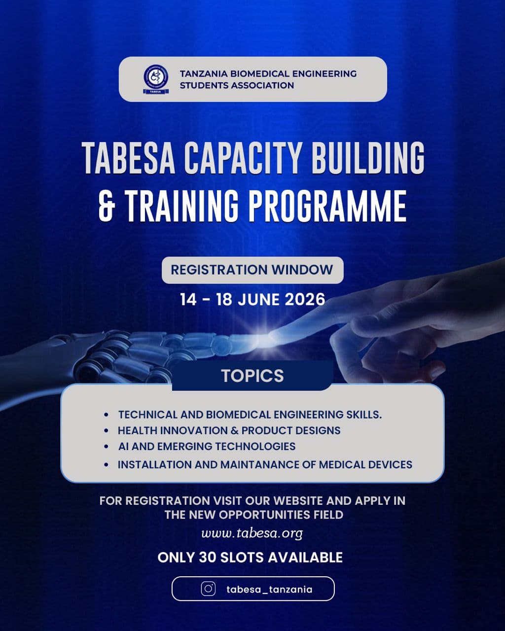 CALL FOR TRAINEES -TABESA CAPACITY BUILDING AND TRAINING PROGRAMME